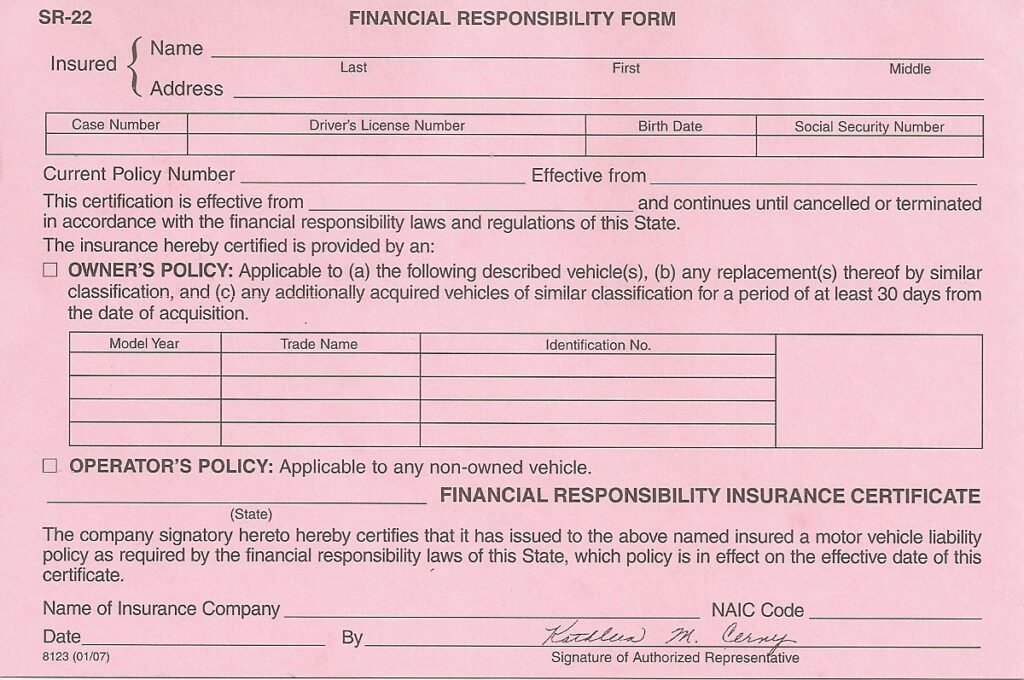 Dl 123 insurance form